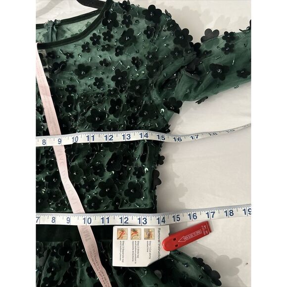 NWT Mac Duggal [ 6‎ ] Embellished Illusion Long Sleeve Fit Flare Dress  Emerald - Picture 6 of 14